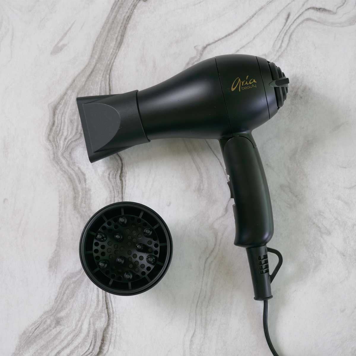 Designed by Hairstylists Black Ionic Mini Blow Dryer Aria Beauty