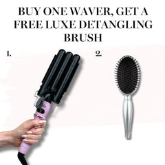 Aria Beauty Curling Wands / Curling Irons The Waver & Luxe Chrome Detangling Brush Set