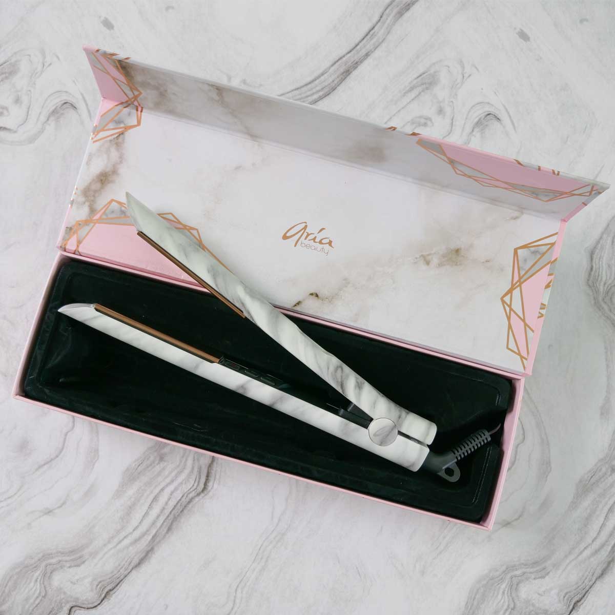 Aria Beauty Hair Straightener - Hair Iron Grey Marble Digital Straightener