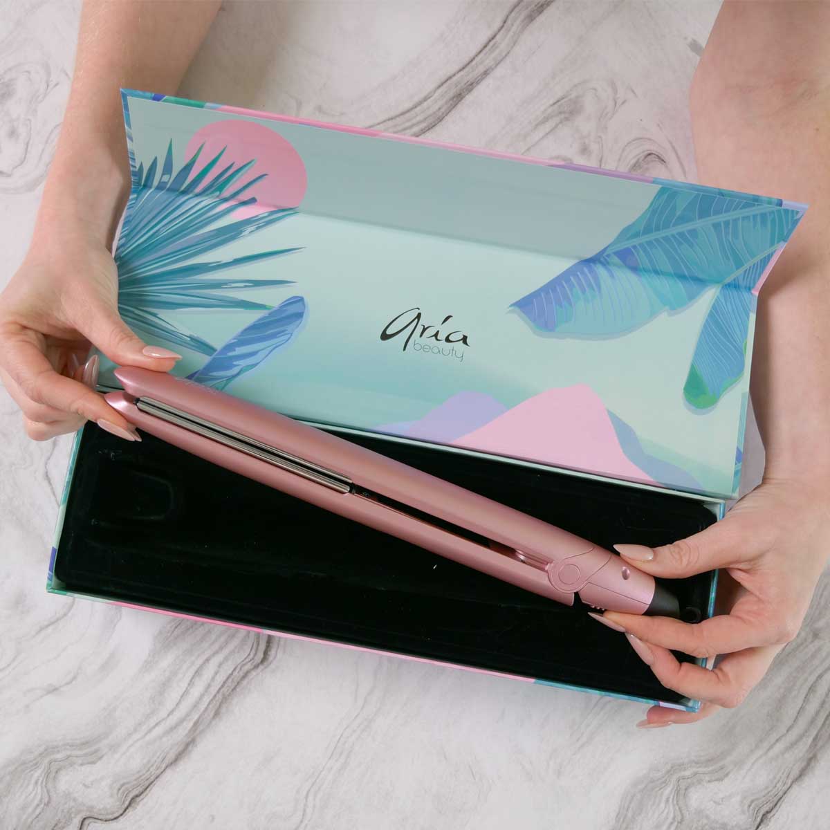 Designed by Hairstylists Rose Gold Digital Hair Straightener Aria Beauty