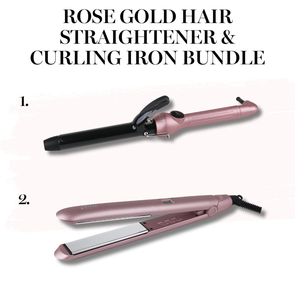 Aria Beauty Hair Tools Rose Gold Hair Straightener & Curling Iron Bundle