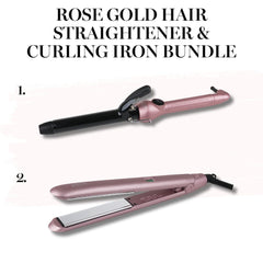 Aria Beauty Hair Tools Rose Gold Hair Straightener & Curling Iron Bundle