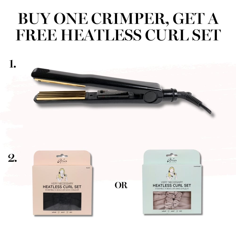 Aria Beauty Hair Tools The Crimper & Heatless Curl Set Bundle