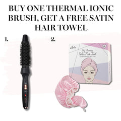 Aria Beauty Hair Tools Thermal Ionic Brush & Satin Hair Towel Set